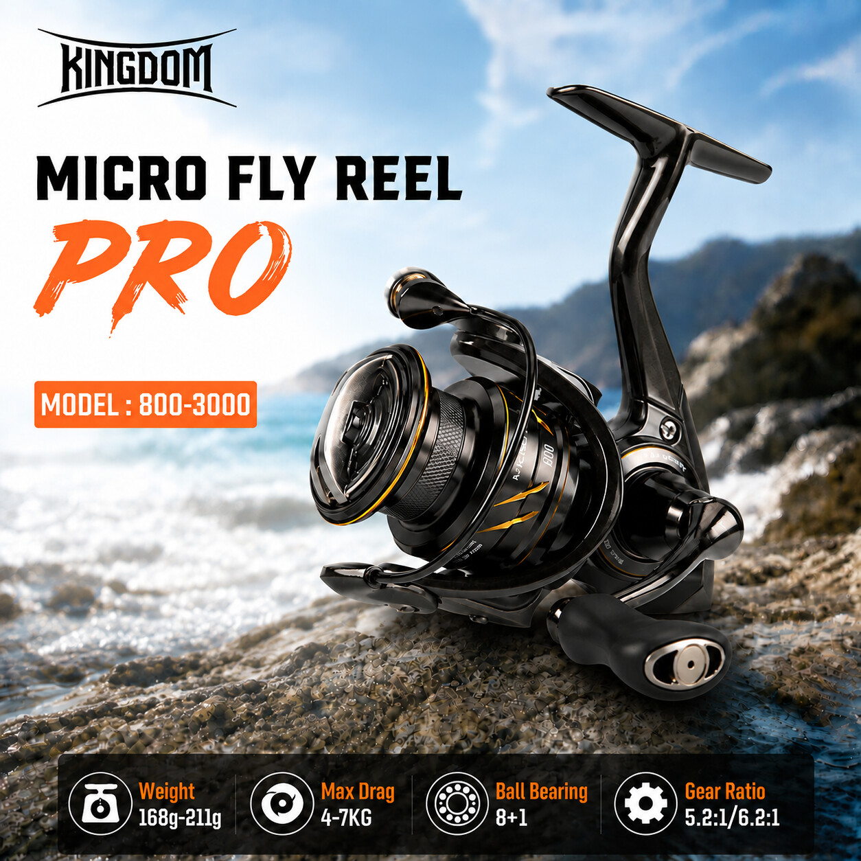 Kastking Reel Zephyr - بكرة صيد دوارة Kingdom Micro Fly
